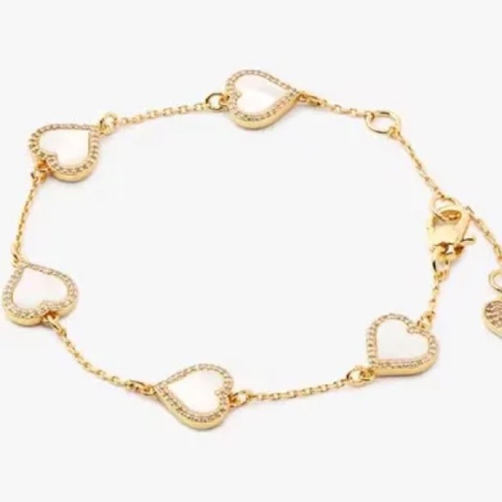 Authentic New with tag kate spade gold-tone bracelet with 5 heart stations